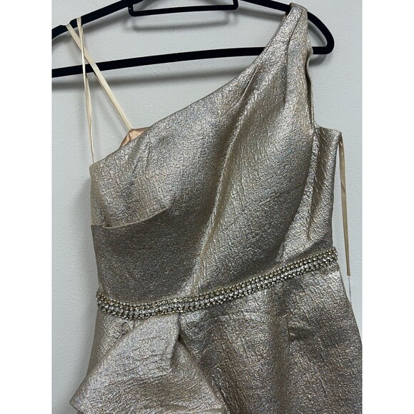 Mac Duggal One Shoulder Metallic Ruffled Evening Gown Dress Size 6 $598 - Picture 4 of 16